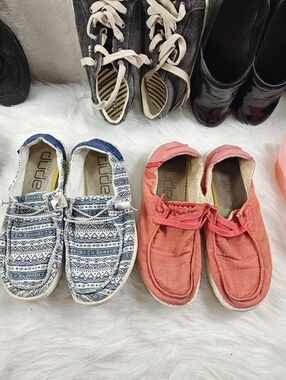 Hey Dude Wendy Blue Aztec + Wendy Inca Poppy Red 2-Pair Bundle Women’s Size 9